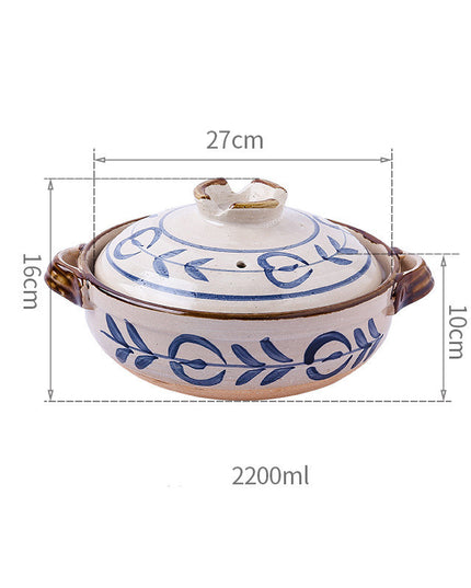 Vintage Hand Painted Japanese Soup Stone Pot