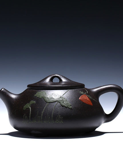 Black Zhujing Jingzhou Painted Stone Ladle Pot