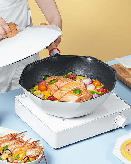 Wok Cooking Pot Household Maifan Stone Non-stick Frying Pan Without Oil Smoke Gas and Induction Cooker Cookware