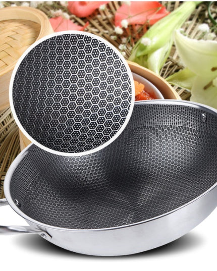 Stainless Steel Wok Non-Stick Pan Uncoated Household Induction Cooker Gas Stove Special Cooking Pan Non-Stick Pan