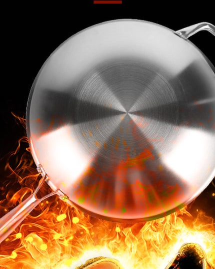 Stainless Steel Wok Non-Stick Pan Uncoated Household Induction Cooker Gas Stove Special Cooking Pan Non-Stick Pan