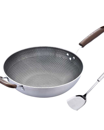 Stainless Steel Wok Non-Stick Pan Uncoated Household Induction Cooker Gas Stove Special Cooking Pan Non-Stick Pan