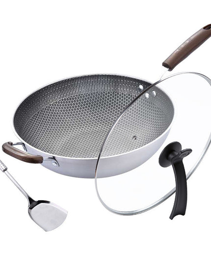 Stainless Steel Wok Non-Stick Pan Uncoated Household Induction Cooker Gas Stove Special Cooking Pan Non-Stick Pan