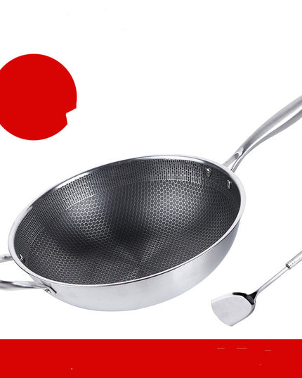 Stainless Steel Wok Non-Stick Pan Uncoated Household Induction Cooker Gas Stove Special Cooking Pan Non-Stick Pan