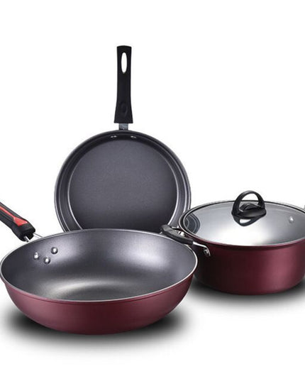 Factory Direct Sale Cookware Set Hao Li Three-Piece Cookware Non-Stick Pan Wok Soup Pot Frying Pan Gift Set Wholesale