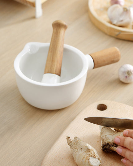 Manually Pounding Garlic Ceramic Stone Mortar and Grinder