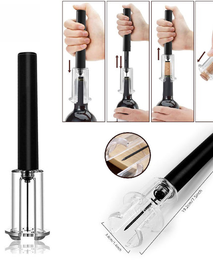 Wine Opener With Foil Cutter, Air Pressure Wine Bottle Opener Easy Cork Remover Corkscrew Stainless Steel Bar Accessories Kitchen Supplies Wine Air Pressure Bottle Opener Four-Piece Set Cylinder