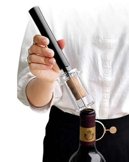 Wine Opener With Foil Cutter, Air Pressure Wine Bottle Opener Easy Cork Remover Corkscrew Stainless Steel Bar Accessories Kitchen Supplies Wine Air Pressure Bottle Opener Four-Piece Set Cylinder
