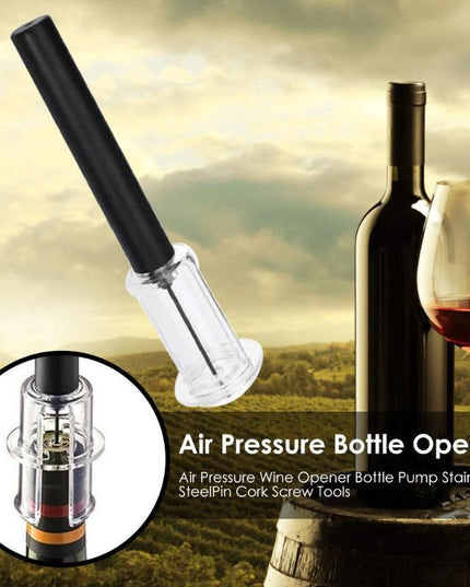 Wine Opener With Foil Cutter, Air Pressure Wine Bottle Opener Easy Cork Remover Corkscrew Stainless Steel Bar Accessories Kitchen Supplies Wine Air Pressure Bottle Opener Four-Piece Set Cylinder