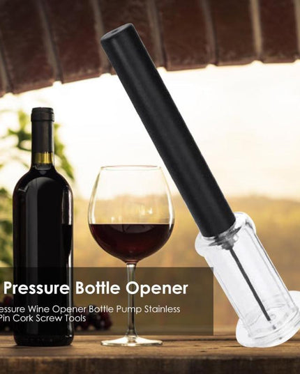 Wine Opener With Foil Cutter, Air Pressure Wine Bottle Opener Easy Cork Remover Corkscrew Stainless Steel Bar Accessories Kitchen Supplies Wine Air Pressure Bottle Opener Four-Piece Set Cylinder