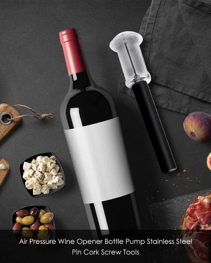 Wine Opener With Foil Cutter, Air Pressure Wine Bottle Opener Easy Cork Remover Corkscrew Stainless Steel Bar Accessories Kitchen Supplies Wine Air Pressure Bottle Opener Four-Piece Set Cylinder