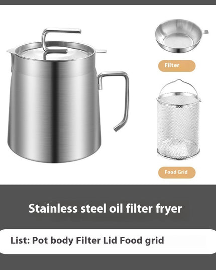 304 Stainless Steel Versatile Oil Filter Vessel Large Capacity With Filter Frying Basket Deep Fryer Separating Grease Separator