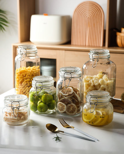 Round Glass Tea Jar Food Storage Box Preservation Container