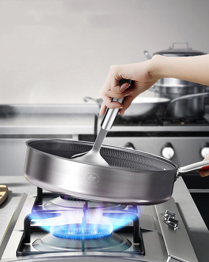 Stainless Steel Honeycomb Pan Cooking Skillet Steak Pan Saucepan