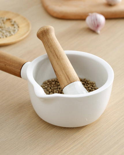 Manually Pounding Garlic Ceramic Stone Mortar and Grinder