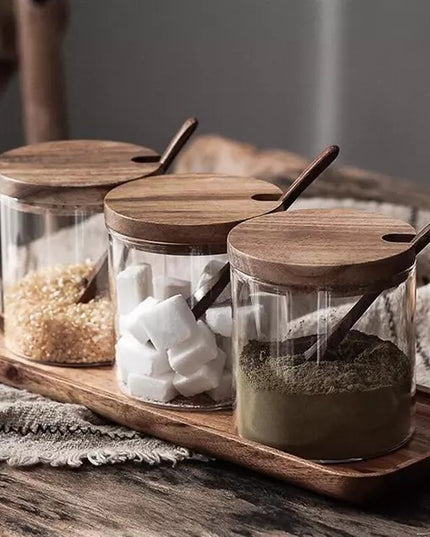 Kitchen Seasoning Jar Glass Spice Container Salt Storage