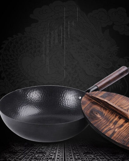 Household Cedar Lid Non-stick Pan Uncoated Wok