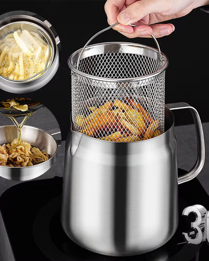 304 Stainless Steel Versatile Oil Filter Vessel Large Capacity With Filter Frying Basket Deep Fryer Separating Grease Separator