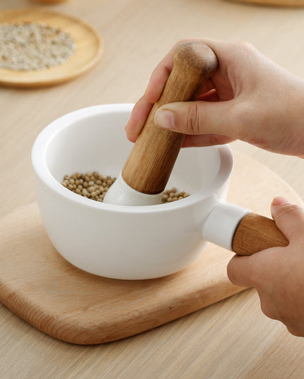 Manually Pounding Garlic Ceramic Stone Mortar and Grinder