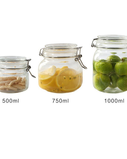 Round Glass Tea Jar Food Storage Box Preservation Container