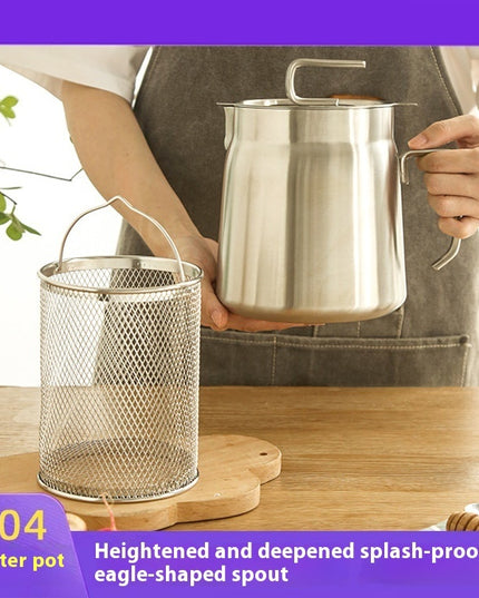 304 Stainless Steel Versatile Oil Filter Vessel Large Capacity With Filter Frying Basket Deep Fryer Separating Grease Separator