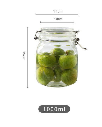 Round Glass Tea Jar Food Storage Box Preservation Container