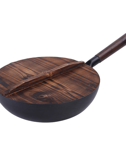 Household Cedar Lid Non-stick Pan Uncoated Wok