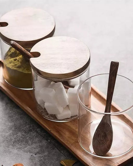 Kitchen Seasoning Jar Glass Spice Container Salt Storage