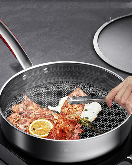 Stainless Steel Honeycomb Pan Cooking Skillet Steak Pan Saucepan