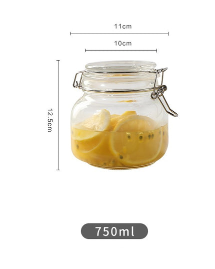 Round Glass Tea Jar Food Storage Box Preservation Container