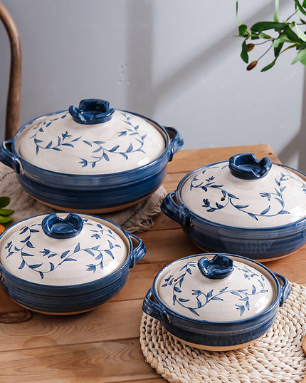 Vintage Hand Painted Japanese Soup Stone Pot
