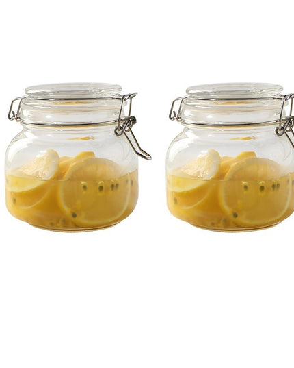 Round Glass Tea Jar Food Storage Box Preservation Container