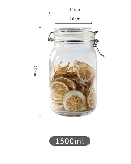 Round Glass Tea Jar Food Storage Box Preservation Container