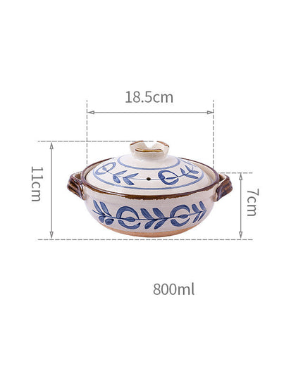 Vintage Hand Painted Japanese Soup Stone Pot