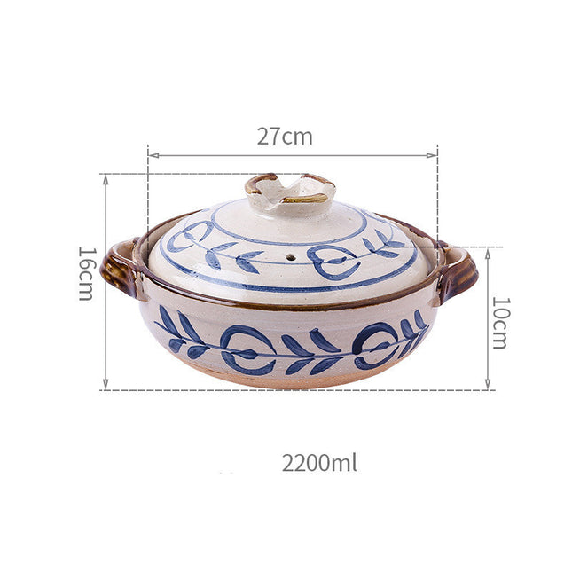 Vintage Hand Painted Japanese Soup Stone Pot