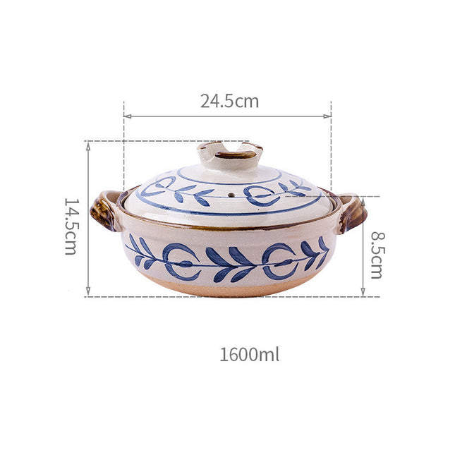 Vintage Hand Painted Japanese Soup Stone Pot