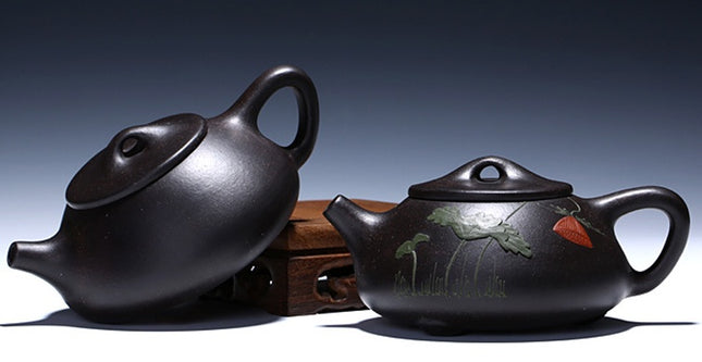 Black Zhujing Jingzhou Painted Stone Ladle Pot
