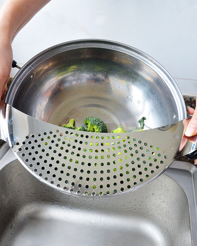 Stainless Steel Water Filter Drain Water Filter On The Side Of The Pot Creative Noodle Vegetable Pour Vegetable Filter Baffle Drain