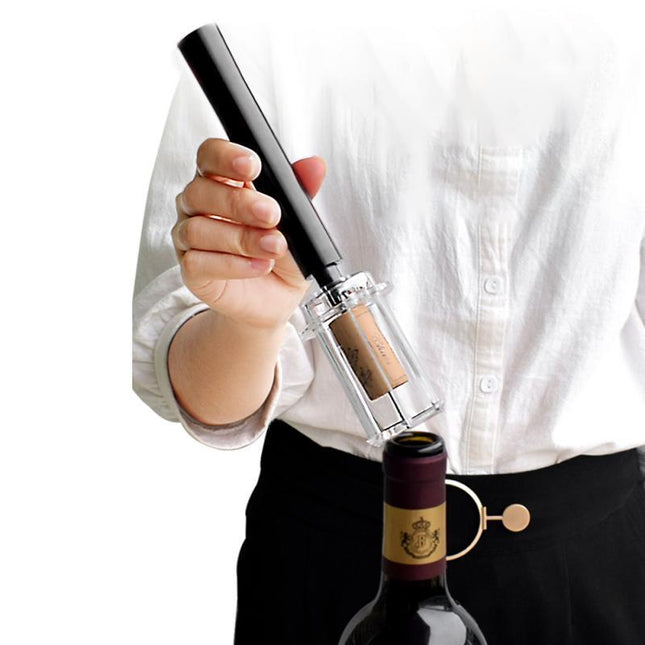 Wine Opener With Foil Cutter, Air Pressure Wine Bottle Opener Easy Cork Remover Corkscrew Stainless Steel Bar Accessories Kitchen Supplies Wine Air Pressure Bottle Opener Four-Piece Set Cylinder