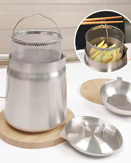 304 Stainless Steel Versatile Oil Filter Vessel Large Capacity With Filter Frying Basket Deep Fryer Separating Grease Separator