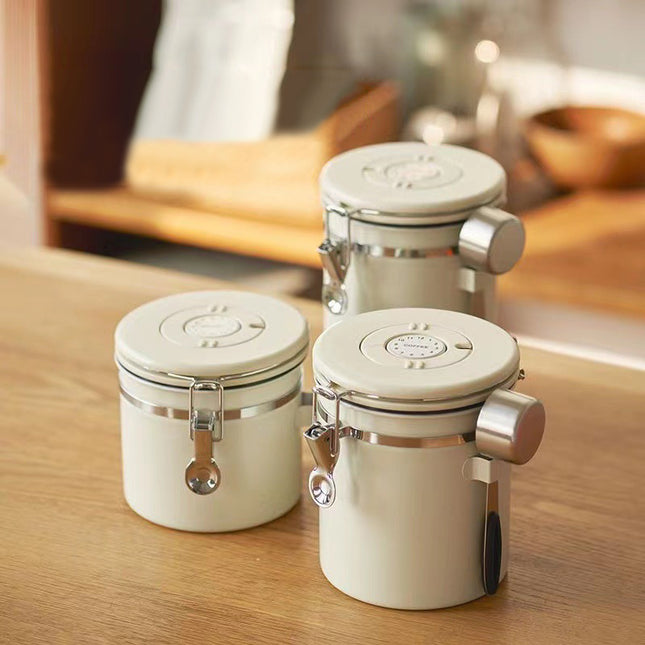 Stainless Steel Coffee Beans Sealed Jar Vacuum Storage Con