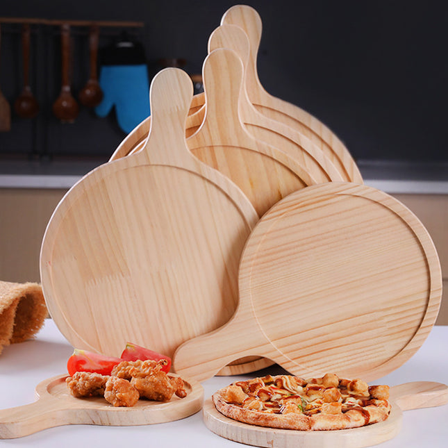 Pine Round Pizza Pan With Handles