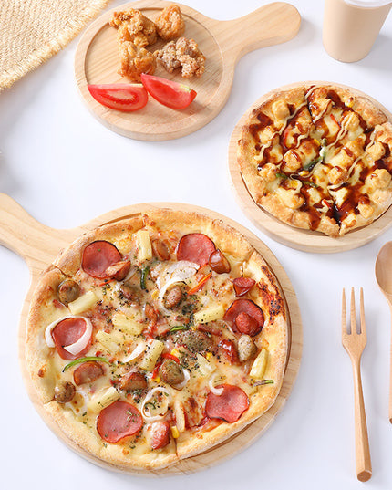 Pine Round Pizza Pan With Handles