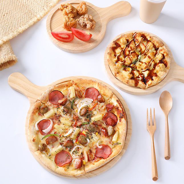 Pine Round Pizza Pan With Handles