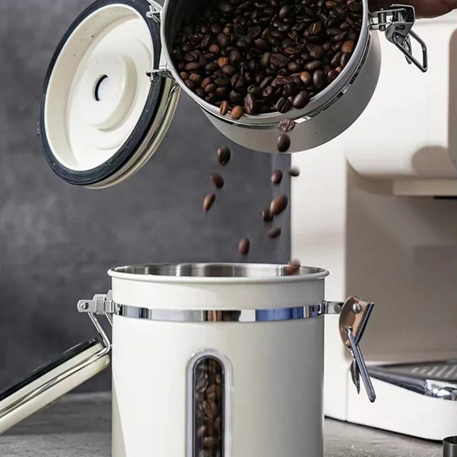 Stainless Steel Coffee Beans Sealed Jar Vacuum Storage Con