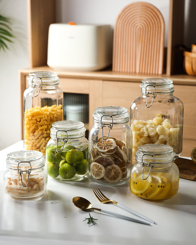 Round Glass Tea Jar Food Storage Box Preservation Container