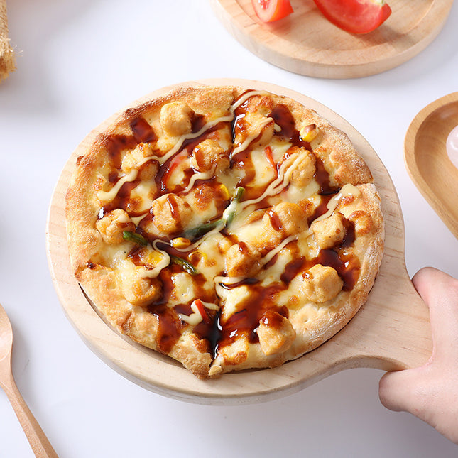 Pine Round Pizza Pan With Handles