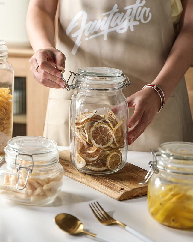 Round Glass Tea Jar Food Storage Box Preservation Container