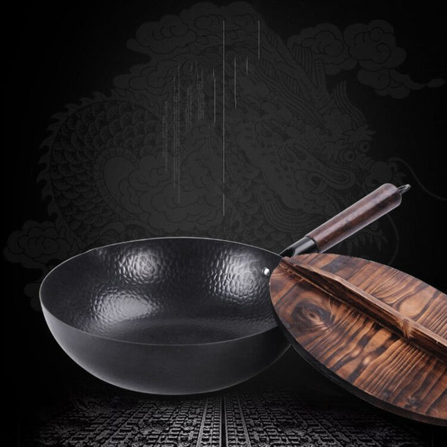 Household Cedar Lid Non-stick Pan Uncoated Wok