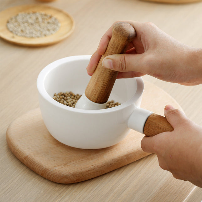 Manually Pounding Garlic Ceramic Stone Mortar and Grinder